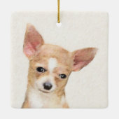 Chihuahua Painting - Cute Original Dog Art Keramisch Ornament (Achterkant)