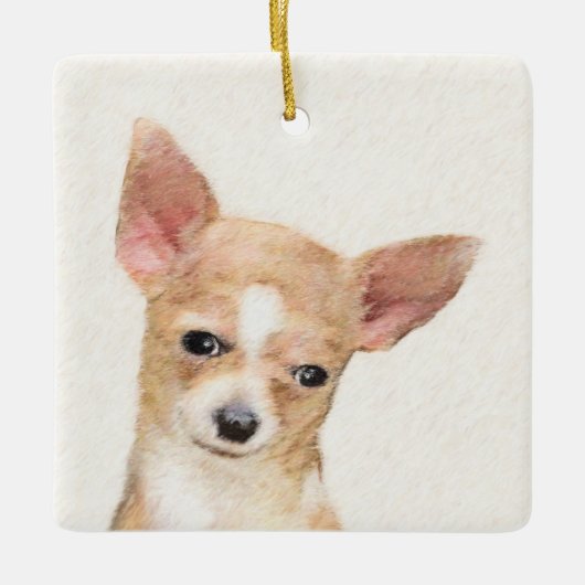 Chihuahua Painting - Cute Original Dog Art Keramisch Ornament (Voorkant)