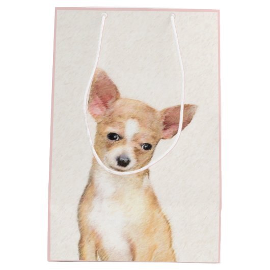 Chihuahua Painting - Cute Original Dog Art Medium Cadeauzakje (Achterkant)