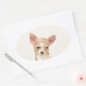 Chihuahua Painting - Cute Original Dog Art Ovale Sticker (Envelop)