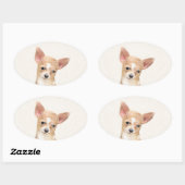 Chihuahua Painting - Cute Original Dog Art Ovale Sticker (Vel)