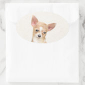 Chihuahua Painting - Cute Original Dog Art Ovale Sticker (Tas)