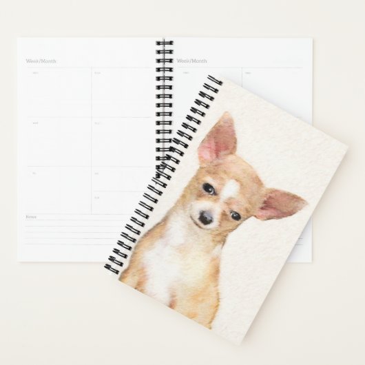 Chihuahua Painting - Cute Original Dog Art Planner (Display)