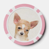 Chihuahua Painting - Cute Original Dog Art Poker Chips (Achterkant)