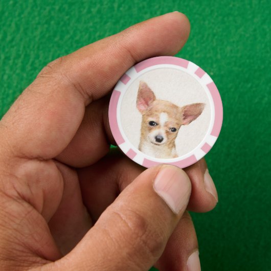 Chihuahua Painting - Cute Original Dog Art Poker Chips (Hand)