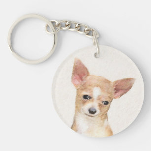 Chihuahua Painting - Cute Original Dog Art Sleutelhanger