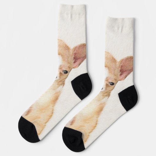 Chihuahua Painting - Cute Original Dog Art Sokken (Links)