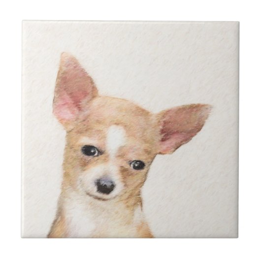 Chihuahua Painting - Cute Original Dog Art Tegeltje (Voorkant)