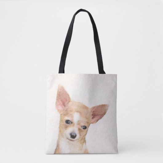 Chihuahua Painting - Cute Original Dog Art Tote Bag (Voorkant)