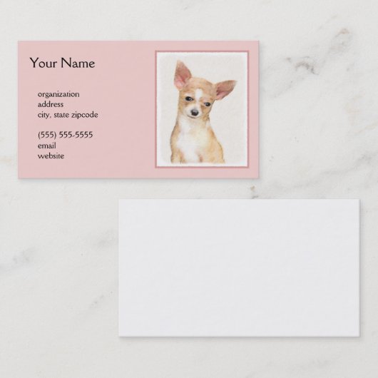 Chihuahua Painting - Cute Original Dog Art Visitekaartje (Voorkant / Achterkant)
