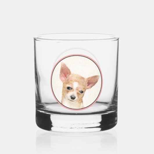 Chihuahua Painting - Cute Original Dog Art Whisky Glas (Voorkant)