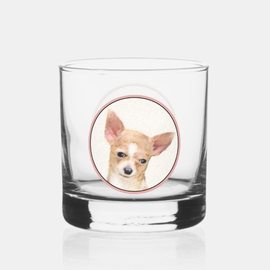 Chihuahua Painting - Cute Original Dog Art Whisky Glas (Achterkant)