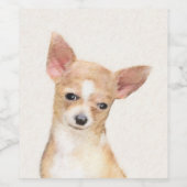 Chihuahua Painting - Cute Original Dog Art Wijn Etiket (Enkel label)