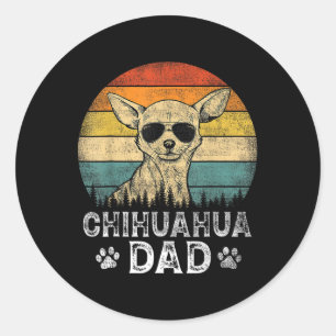 Chihuahua Papa Hondenliefhebbers Vaderdag T-shirt Ronde Sticker