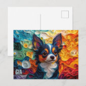 Chihuahua Paper Quilling Art Dog Portret Briefkaart (Voorkant / Achterkant)