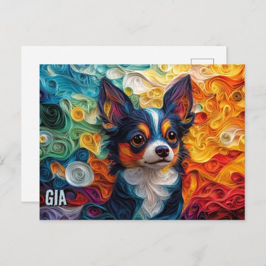 Chihuahua Paper Quilling Art Dog Portret Briefkaart (Voorkant / Achterkant)