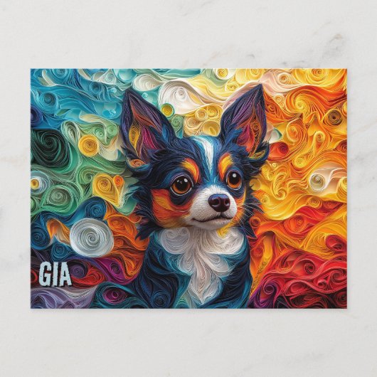 Chihuahua Paper Quilling Art Dog Portret Briefkaart (Voorkant)