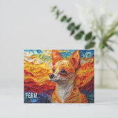 Chihuahua Paper Quilling Art Dog Portret Briefkaart (Staand voorkant)