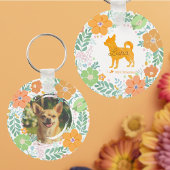 Chihuahua Pastel Orange Silhouette Custom Photo Sleutelhanger