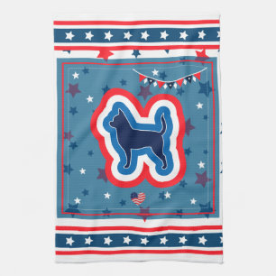 Chihuahua Patriotic Red White en Blue 4 juli Theedoek