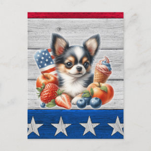 Chihuahua Patriottisch Fruit USA Lang Haar Chihuah Briefkaart