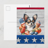 Chihuahua Patriottisch Fruit USA Lang Haar Chihuah Briefkaart (Voorkant / Achterkant)