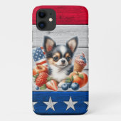 Chihuahua Patriottisch Fruit USA Lang Haar Chihuah Case-Mate iPhone Case (Achterkant)