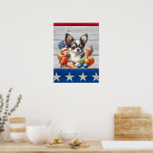 Chihuahua Patriottisch Fruit USA Lang Haar Chihuah Poster (Keuken)