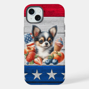 Chihuahua Patriottische Vrucht USA Langharige Chih iPhone 15 Plus Case