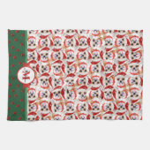 Chihuahua Patroon Monogram Kerst Hond Theedoek (Horizontaal)