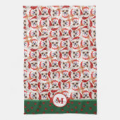 Chihuahua Patroon Monogram Kerst Hond Theedoek (Verticaal)