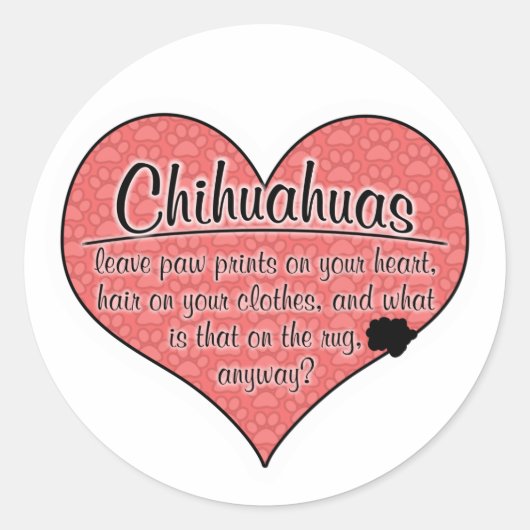 Chihuahua Paw Prints Hondenhumor Ronde Sticker (Voorkant)
