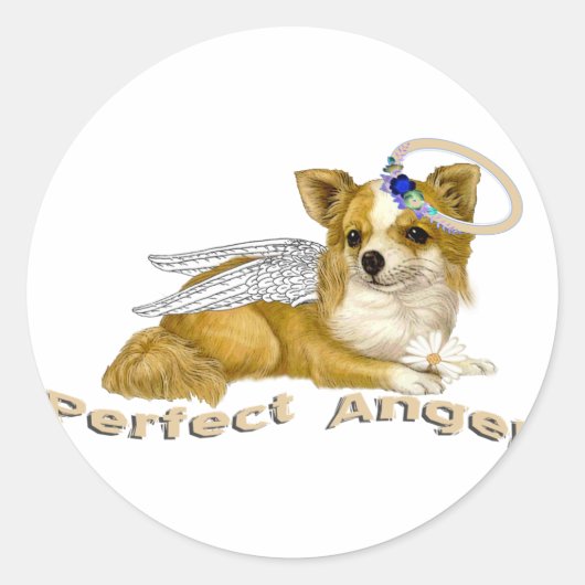 Chihuahua perfecte engel ronde sticker (Voorkant)