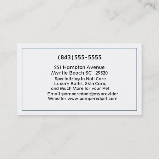 Chihuahua Pet Groomer/Vet/Sitters Visitekaartje (Achterkant)