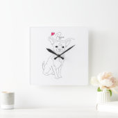 Chihuahua Pet Line Art with Name Vierkante Klok (Huis)