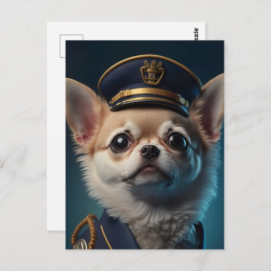 Chihuahua piloot kapitein briefkaart (Voorkant / Achterkant)
