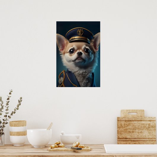 Chihuahua piloot kapitein poster (Keuken)