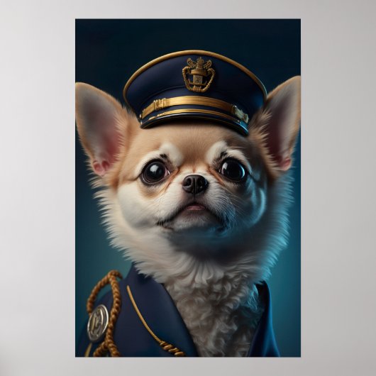 Chihuahua piloot kapitein poster (Voorkant)