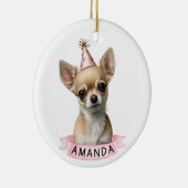 Chihuahua Pink Girly Name Waterverf Keramisch Ornament (Rechts)