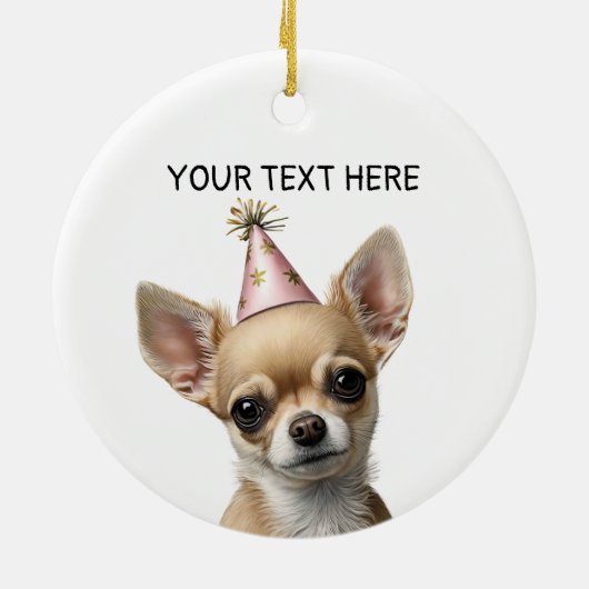 Chihuahua Pink Girly Name Waterverf Keramisch Ornament (Achterkant)