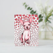 Chihuahua Pink Hearts Valentijnsdag Feestdagenkaart (Staand voorkant)