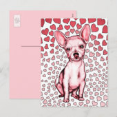 Chihuahua Pink Hearts Valentijnsdag Feestdagenkaart (Voorkant / Achterkant)