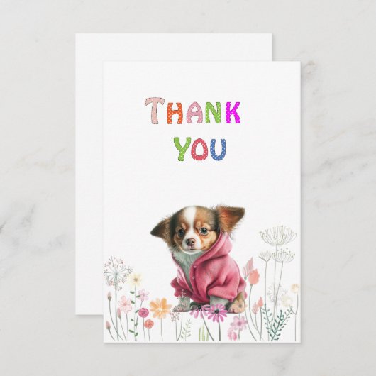 Chihuahua Pink Sweater Bedankkaart (Voorkant / Achterkant)