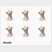 Chihuahua Pink Whimsical Cute afbeelding Ronde Sticker (Vel)