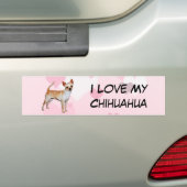 Chihuahua Pink & White Hearts Bumpersticker (Op auto)