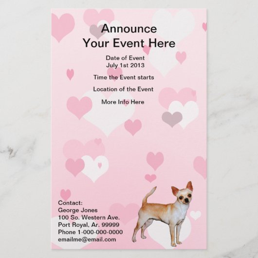 Chihuahua Pink & White Hearts Flyer (Voorkant)