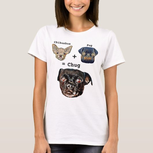 Chihuahua Plus Pug is gelijk aan Chug Dog T-shirt (Voorkant)