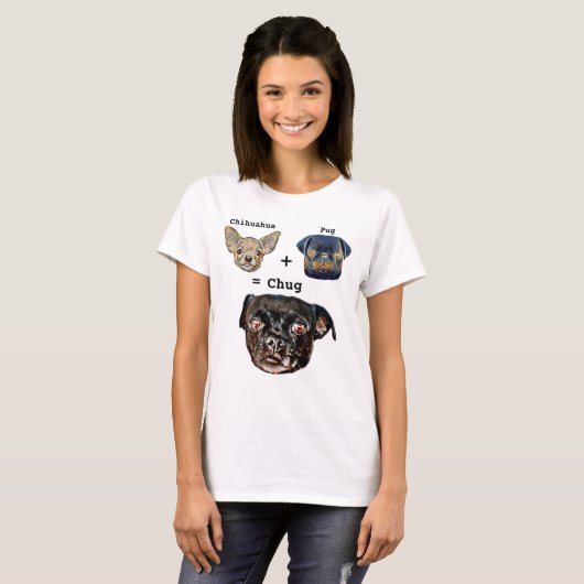 Chihuahua Plus Pug is gelijk aan Chug Dog T-shirt (Voorkant volledig)