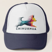 Chihuahua poligonal en amarillo y azul trucker pet (Voorkant)