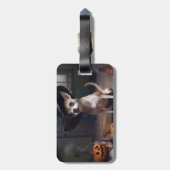 Chihuahua pompoenen Halloween eng Bagagelabel (Achterkant verticaal)